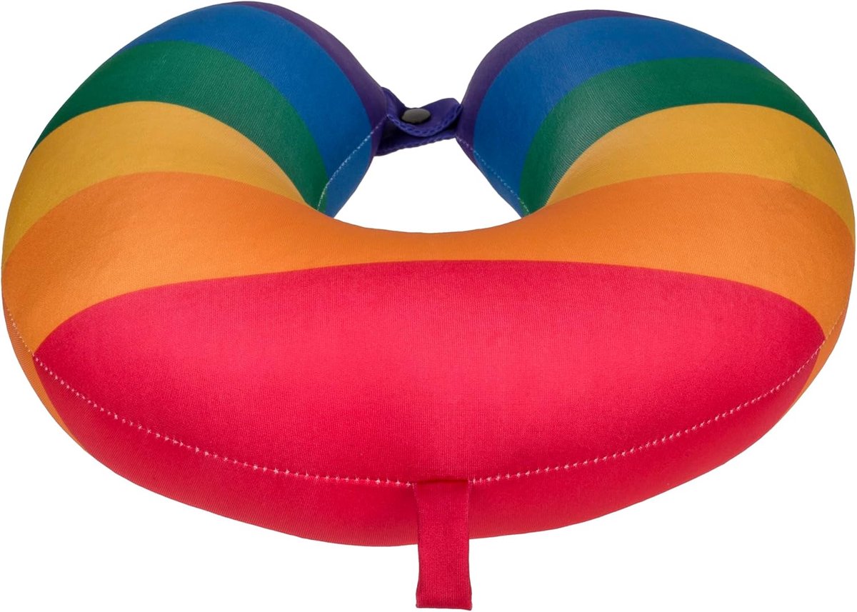 Reiskussen, nekkussen met micropellets, 28 x 28 cm, zacht, comfortabel, multifunctioneel, ideaal voor reizen en ontspanning, chique design, praktische drukknoopsluiting (regenboog)