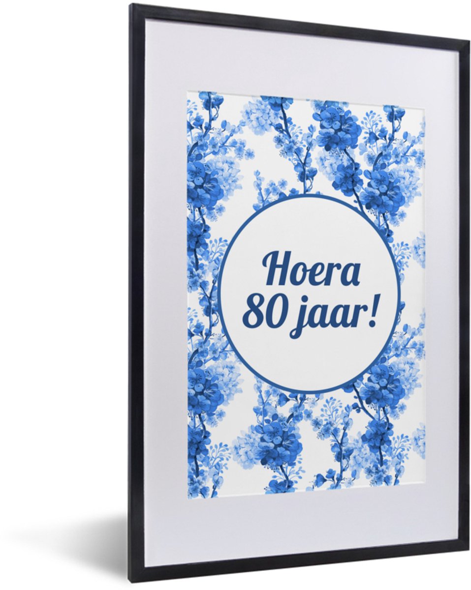 Fotolijst incl. Poster - Jubileum - 80 Jaar - Decoratie - 40x60 cm - Posterlijst
