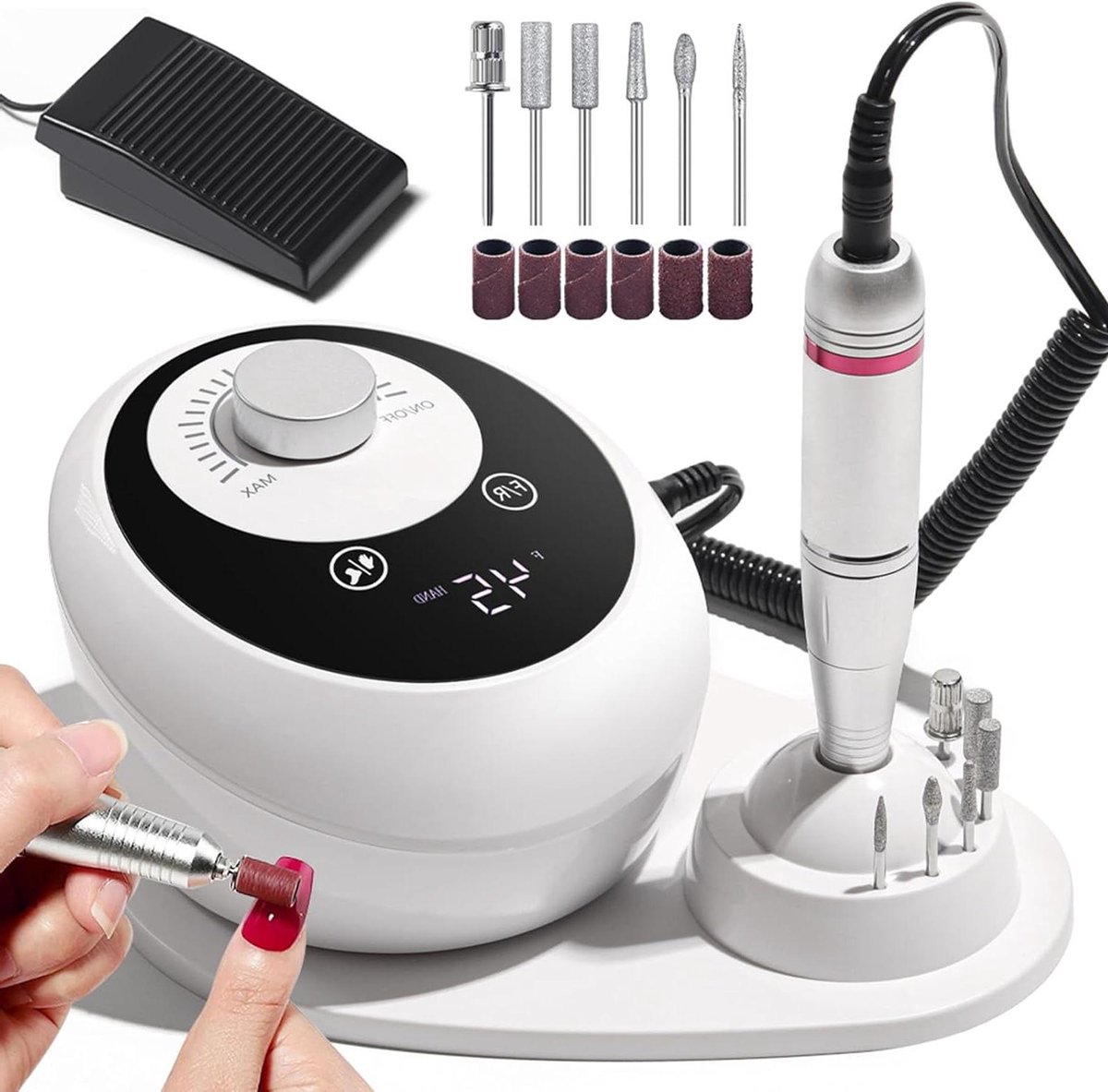 Elektrische Nagelvijl - Nagelapparaat Manicure - Professionele Nagelverzorging - 45.000 RPM Instelbaar - 18.9 x 18.8 x 11.4 cm - Zwart