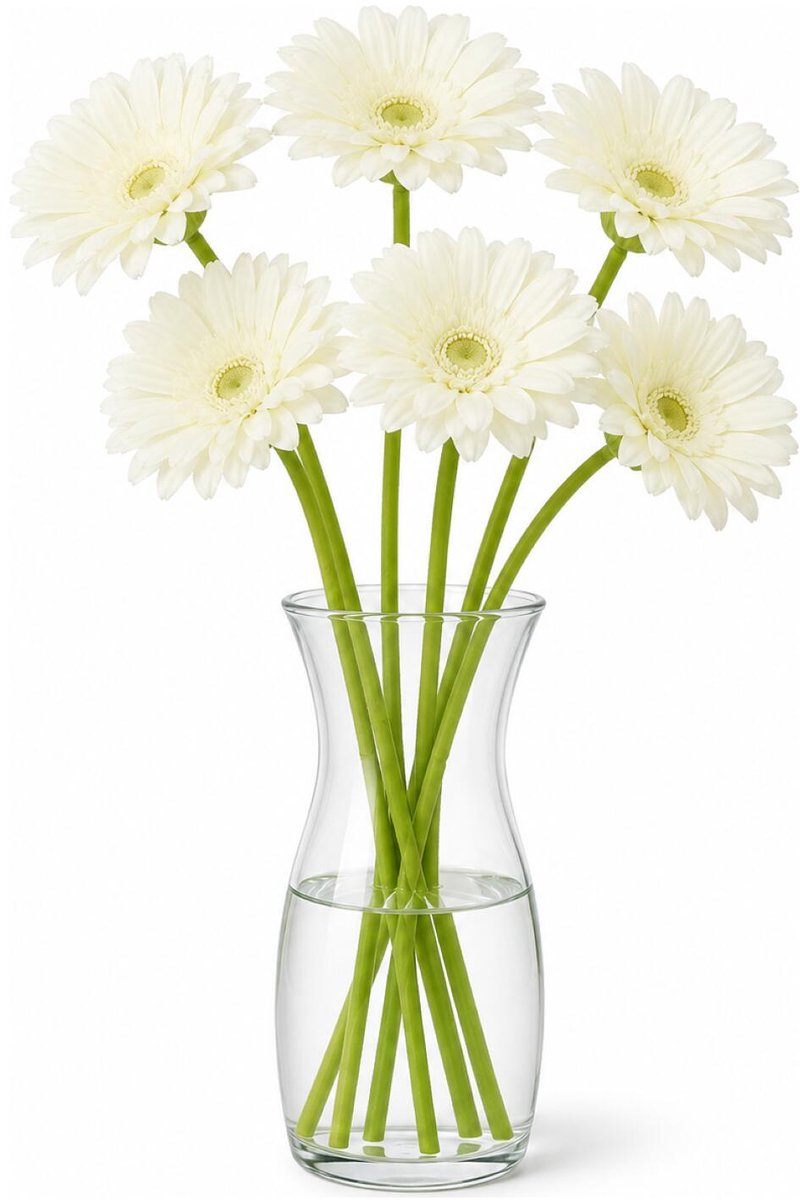 DK Design Kunstbloem Gerbera - 6x - 72cm - wit - Real Touch - kunst zijdebloemen