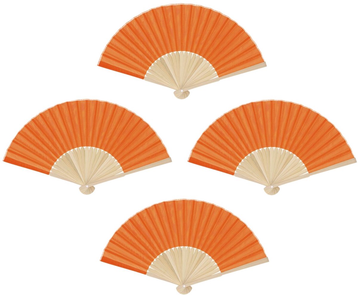 Bellatio Design Spaanse handwaaier - 10x - oranje - bamboe/papier - 38 x 21 cm - spaanse waaier - festival waaier