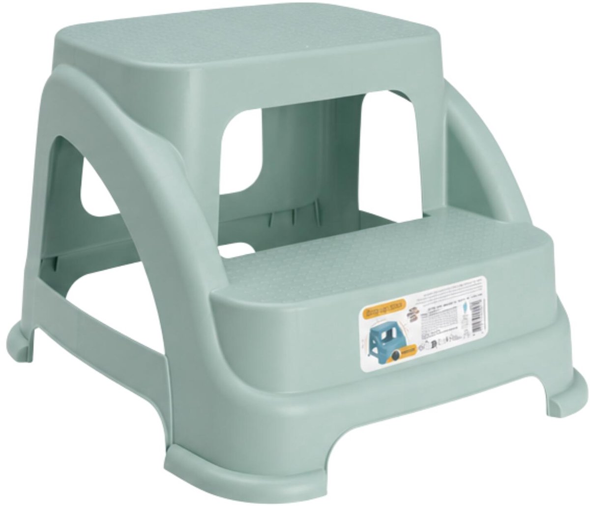 Storage Solutions opstapkrukje - 2 tredes - groen - kunststof - 43 x 37 x 28 cm - tot 150 kg - caravan opstapje - trapje