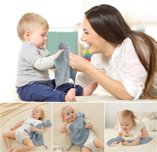 Dailygoods - Dailygoody - Knuffeldoek Konijn - Babycadeau - Veilig en Knuffelzacht - Grijs - Geboortecadeau - Kalmerend voor Baby's - Geschikt vanaf de geboorte van Dailygoods — afbeelding 3