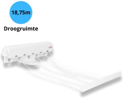 Bailanta® Waslijn Uittrekbaar - Wanddrooglijn - 5 Lijnen - 18,75 Meter Droogruimte - Voor Badkamer, Balkon & Tuin - Uittrekbare Waslijn