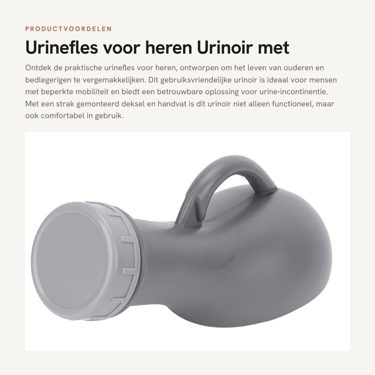 Dailygoods- Urinefles met deksel - Urinoir voor mannen - Handvat - Kunststof - Duurzaam - Geschikt voor ouderen en bedlegerigen