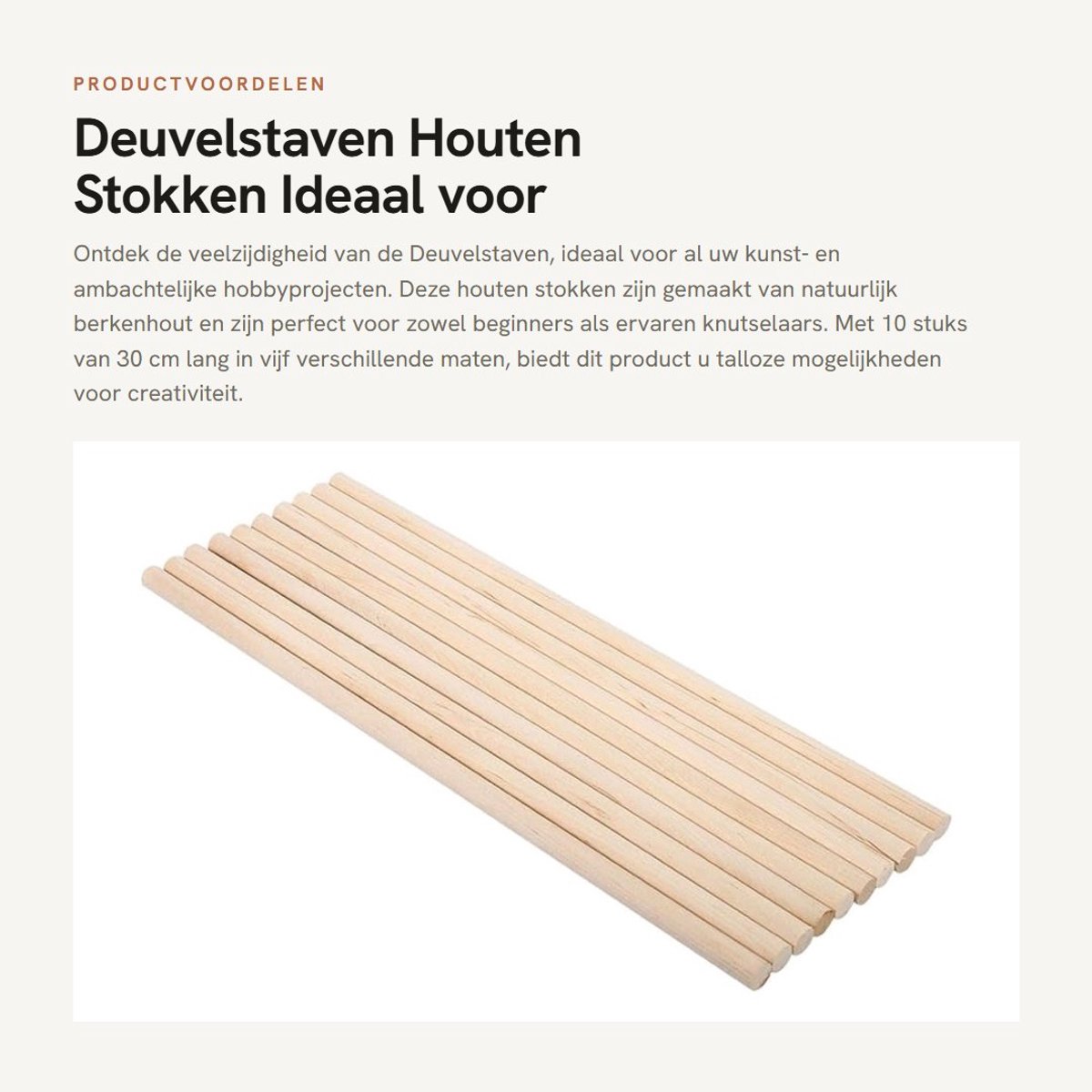 Dailygoods- Deuvelstaven 10 Stuks - Houten Stokken - 11,81 Inch - Natuurlijk Hout - Kunst/ambacht - Wit Berken - Geen Buigvervorming
