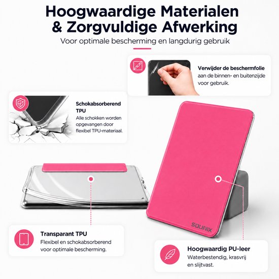 Sounix Kindle Hoes Geschikt voor Kindle Paperwhite 12e Generatie (2024) & Kindle Colorsoft Signature Edition (2024) - 7 Inch - Magnetisch Afneembaar - Auto Slaap/Wekt Functie - Book Case - Roze van sounix — afbeelding 5