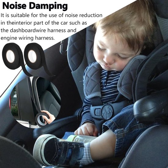 zwart, autokabelboom plakband, zelfklevend doek, textieltape, isolatietape, zwart, voor auto-kabelbomen (19 mm x 15 m) — afbeelding 4