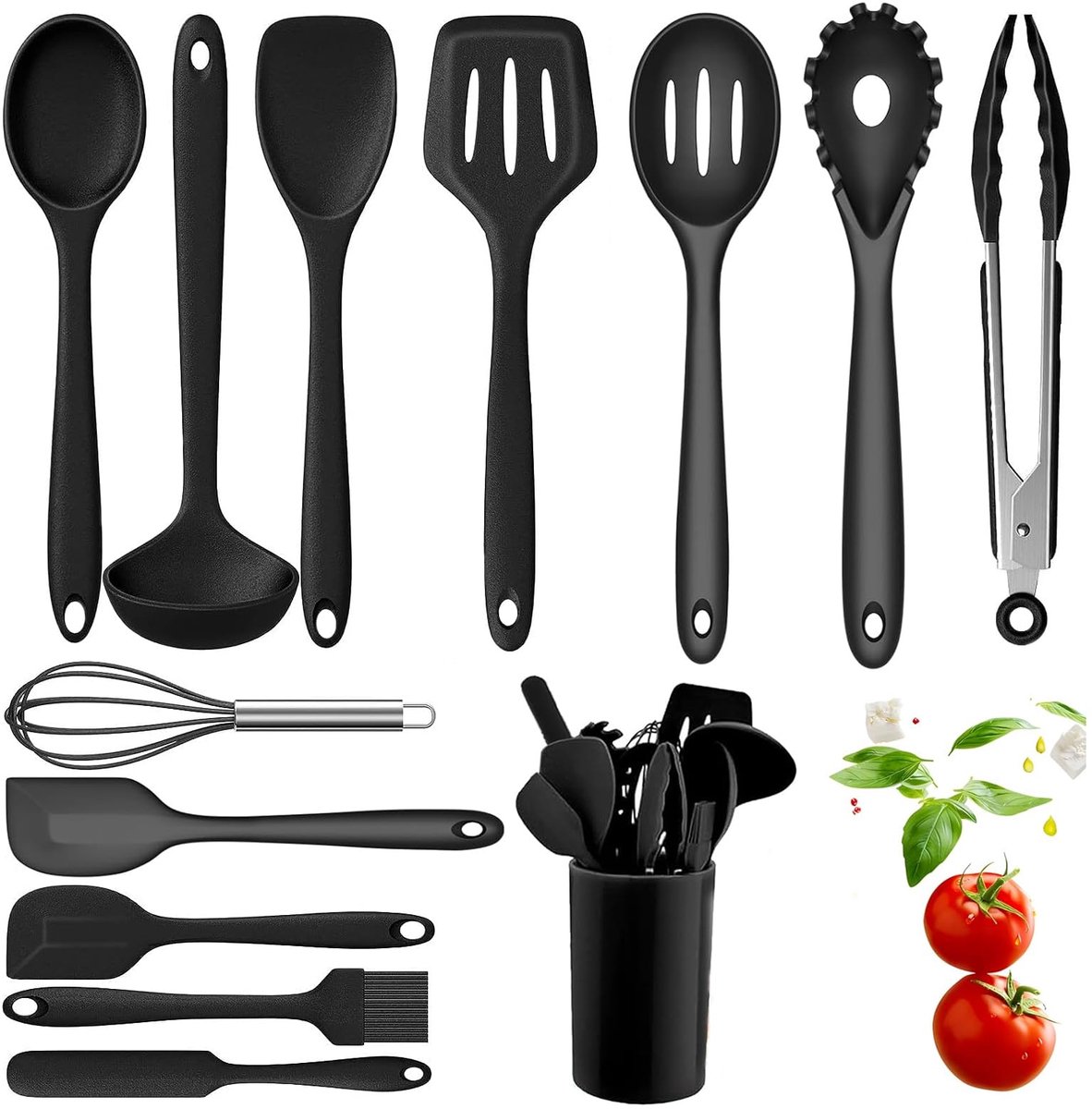 kookgerei, set van 13 stuks siliconen keukengerei, antiaanbaklaag, BPA-vrij, hittebestendig, keukenaccessoires, keukenset
