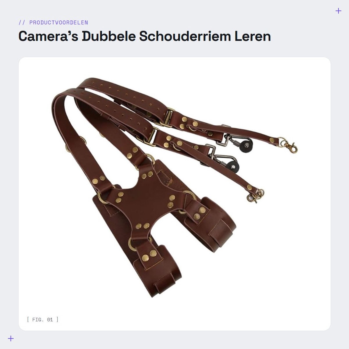 Dailygoods- Camerariem Hoogwaardig Leer - Dubbele Schouderriem - Verstelbaar - Veiligheidsring - Slijtvast - Zacht en Duurzaam - Camera Strap