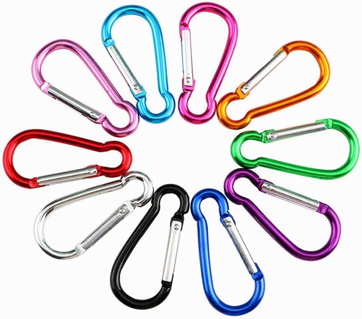 30Pcs Premium Aluminium Kalebasvormige Vergrendelen Karabijnhaken Set, 5cm Mini Karabijnhaak Sleutelhanger, Multifunctionele Karabijnhaak Clip (Niet voor Klimmen!)