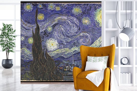 Behang - Fotobehang Sterrennacht - Vincent van Gogh - Breedte 280 cm x hoogte 280 cm