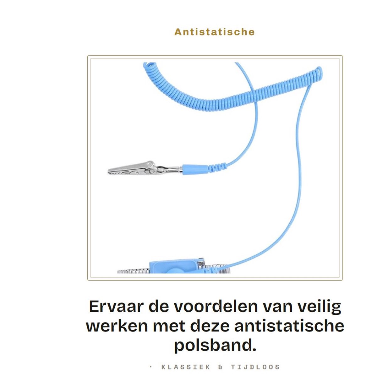 Dailygoods - Antistatische Polsband - ESD-aardingspolsband - Verstelbaar en Comfortabel - 1,8m Aardingsdraad - Natuurlijke Metalen Armband - Geschikt...