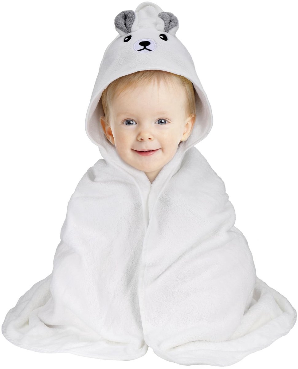 Dailygoods- Babyhanddoek met Capuchon - Dierenoren - 80 x 80 cm - Ultrazacht - Polyester/Nylon - Perfect voor Baby's 0-3 Jaar - Badhanddoek