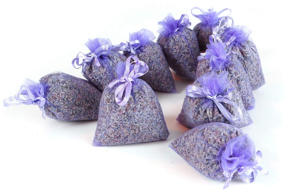 Dailygoods- Lavendelzakken 10 stuks - Biologische Lavendel - Organza Zakjes - Geurzakjes Kledingkast - Cadeauverpakking - Intensieve Geur