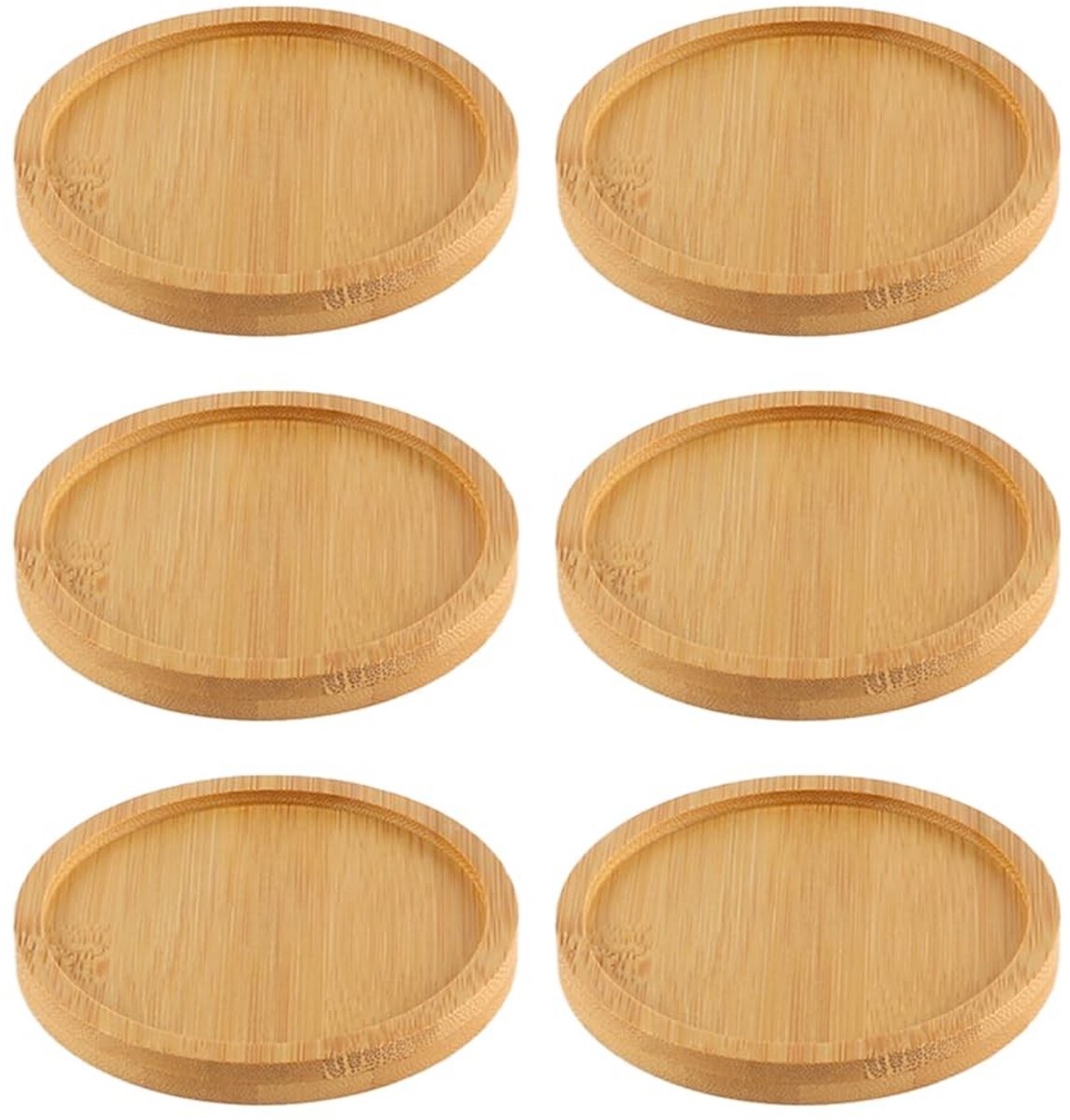 Dailygoods- Kaarsenhouder Houten Plaat - Set van 6 - Buitendiameter 9 cm - Eetkamerdecoratie - Bruiloftdecoratie - Romantische Sfeer - Kaarsenplaat