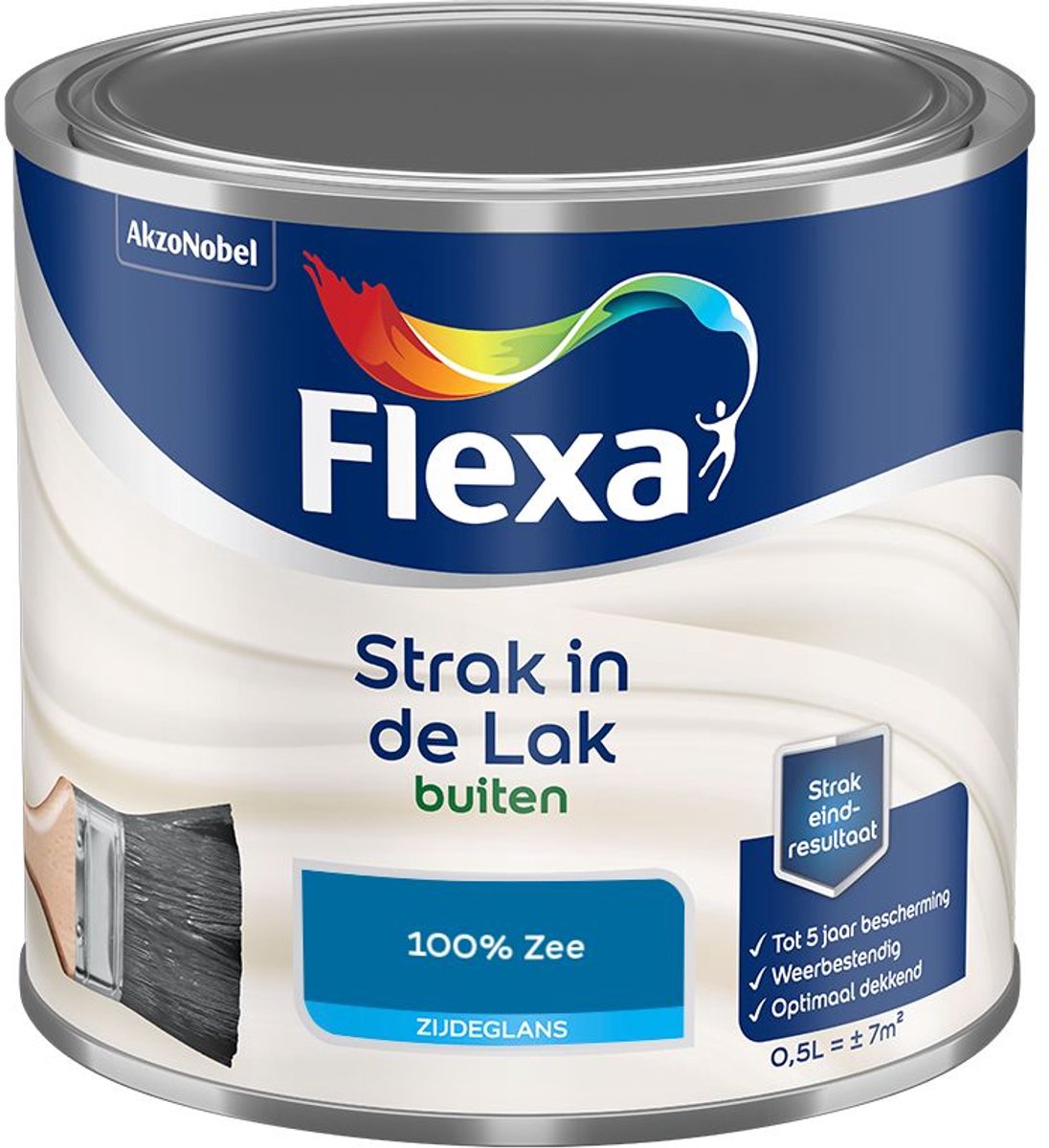 Flexa - Strak In De Lak Buitenlak Zijdeglans - 100% Zee - Mengverf - 500 Ml