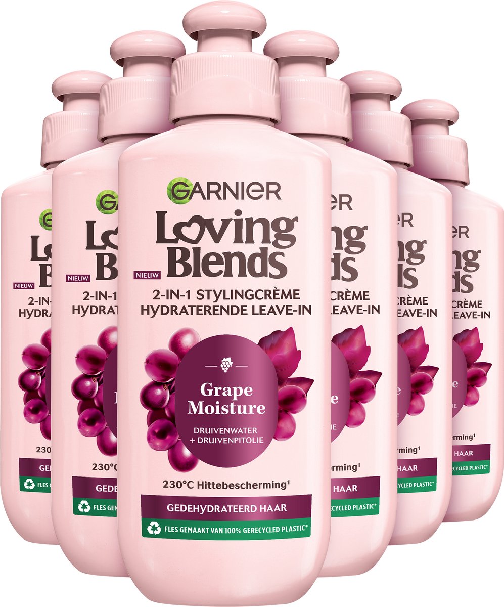 Garnier Loving Blends Grape Moisture Leave-in Crème – Hydrateert en beschermt – Voor gedehydrateerd haar - 200ml - 6 stuks