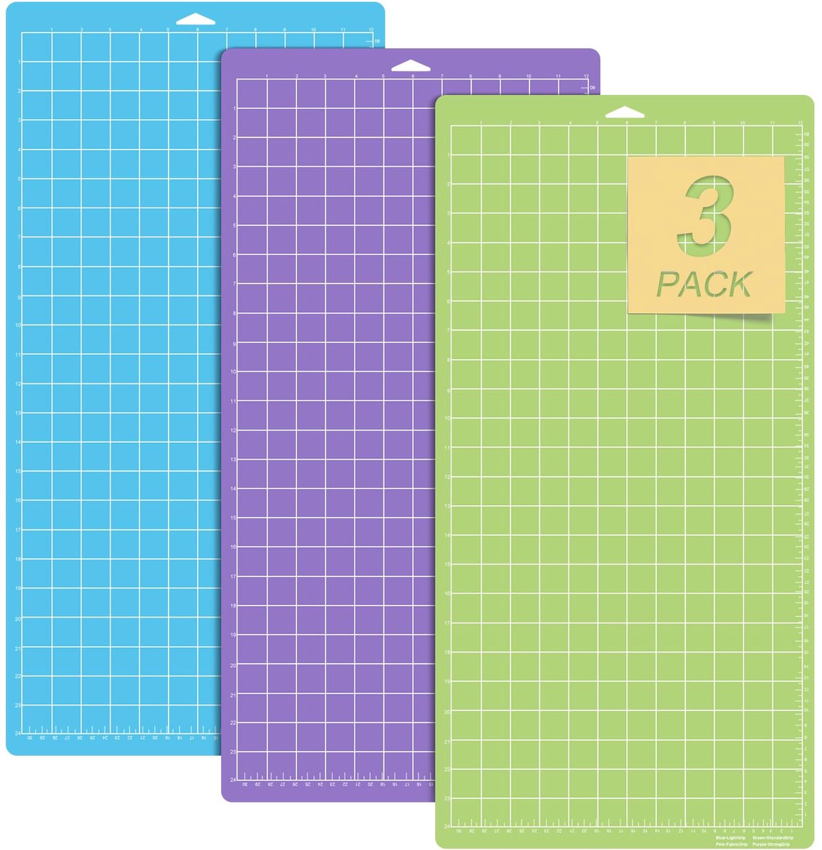 3 stuks snijmatten voor Cricut Explore One/Air/Air 2/Maker, 61 x 30,5 cm, quilting cricket snijmatten, vervangende accessoires, quilten en handwerk (12 x 24 x 3)