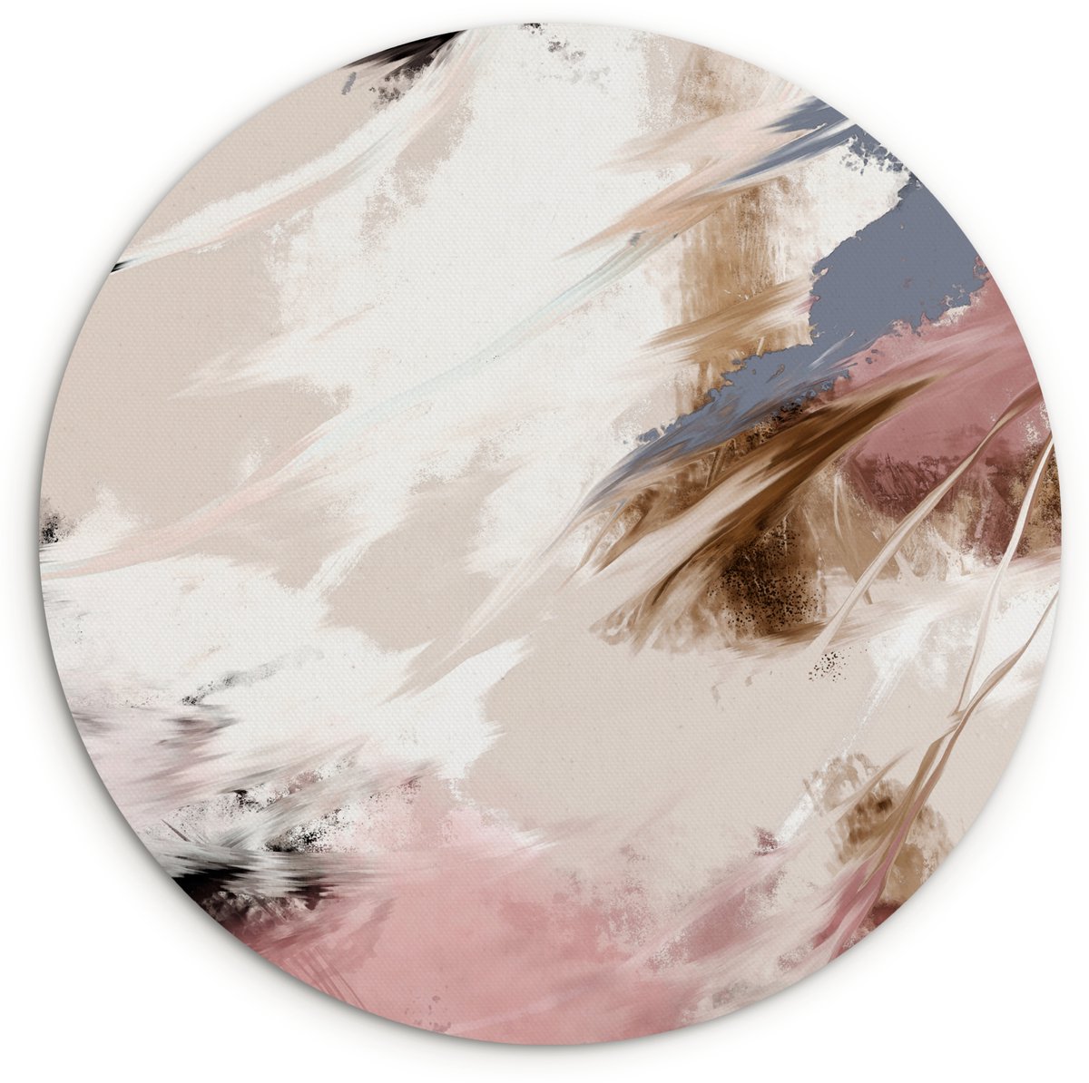 WallCircle® Wandcirkel 60x60 cm - Muurcirkel Verf - Abstract - Roze - Wit - Muurdecoratie 
