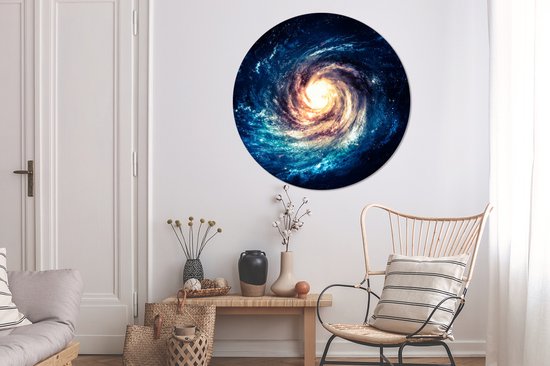 WallCircle - Wandcirkel - Muurcirkel - Sterren - Ruimte - Blauw - Aluminium - Dibond - 120x120 cm - Binnen en Buiten XXL