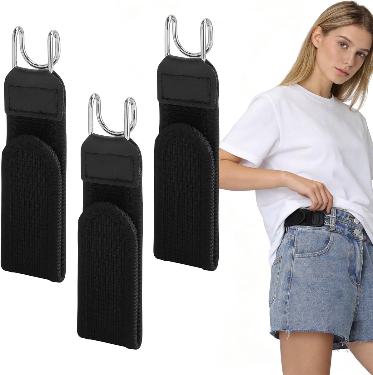 3 stuks riem zonder gesp, elastische onzichtbare riem met metalen haak voor heren en dames, verstelbare riem zonder gesp, voor jeans mannen en vrouwen, werk, vrije tijd, zakelijk, uniseks