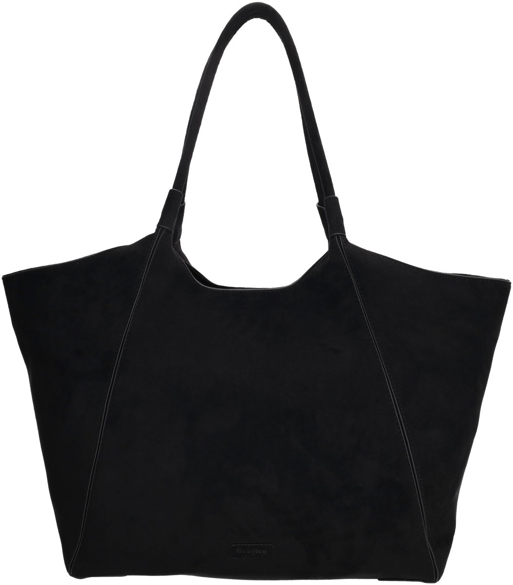Beagles Ozu Shopper - Schoudertas - Damestas - Shopper - Ritssluiting - Ruim - Everyday - Faux Suede - Tote Bag - Dames Tas - Zwart