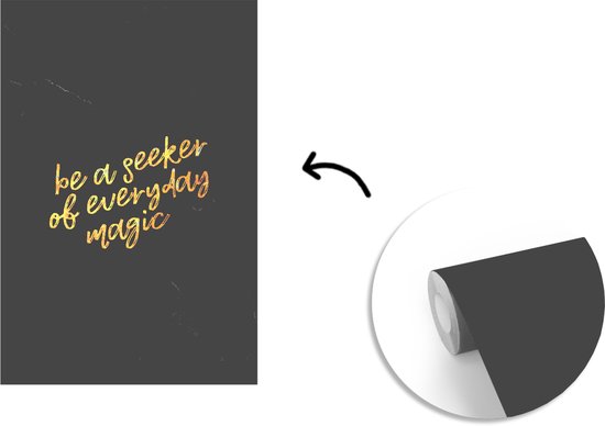 Behang - Fotobehang Quotes - Magic - Goud - Marmer - Breedte 195 cm x hoogte 300 cm