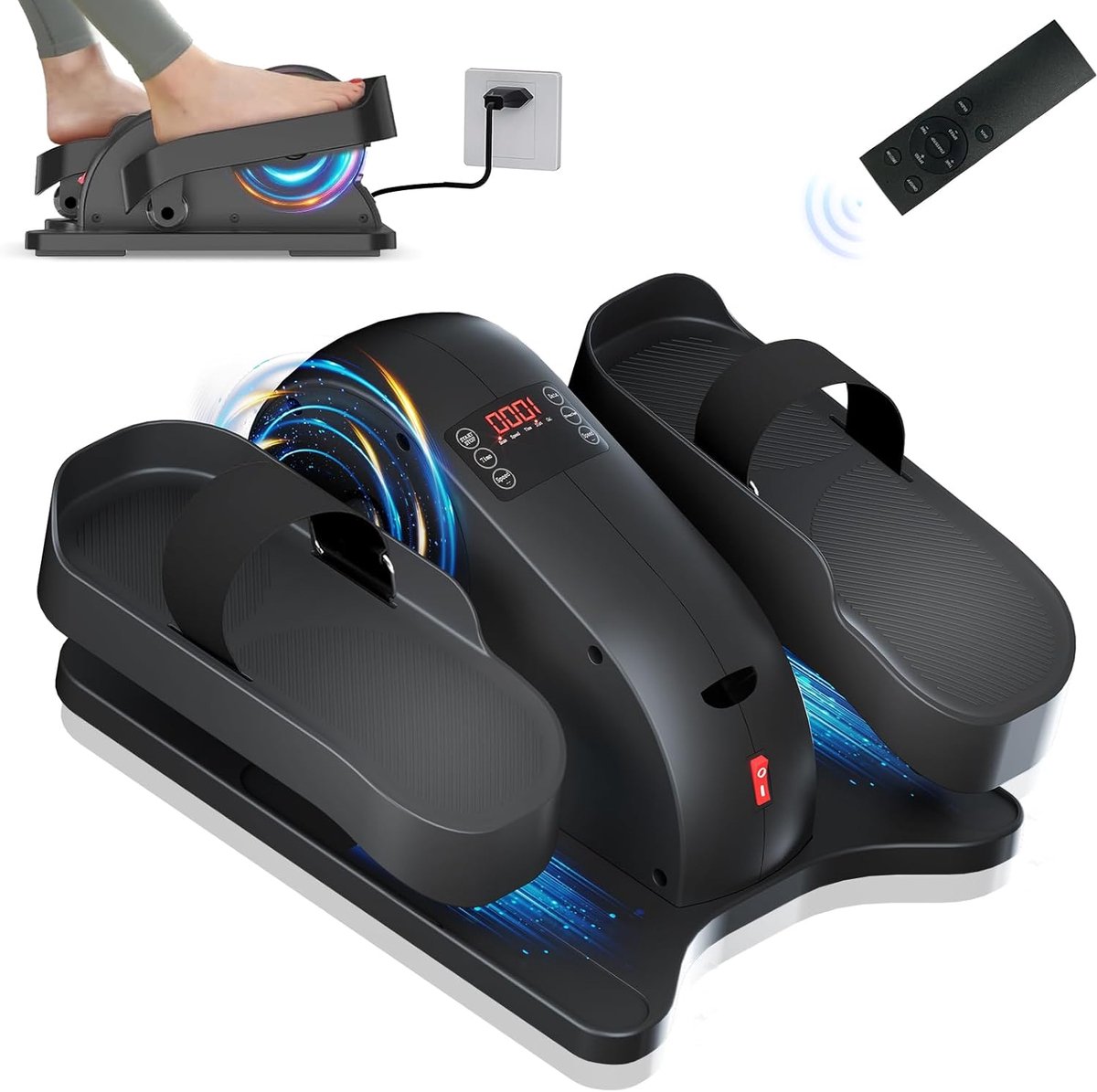 Elliptische Trainer Onder Bureau - Elektrische Beentrainer met Voetmassage - Pedaaltrainer met Afstandsbediening - 12 Snelheden - LCD Display - Voor Senioren & Thuisgebruik