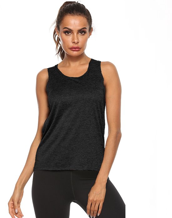 Tanktop - L - Borstomvang 46cm - Halsopening 15,4cm - Zoom 58cm - Schouderbreedte 25cm - Lengte68,5 cm - Mouwloze top - Mouwloze fitnesstop - Dames-tanktop voor wielrennen & hardlopen - Sporttop - Yoga-overgooier - Pilates-tanktop - Sporttanktop — afbeelding 3