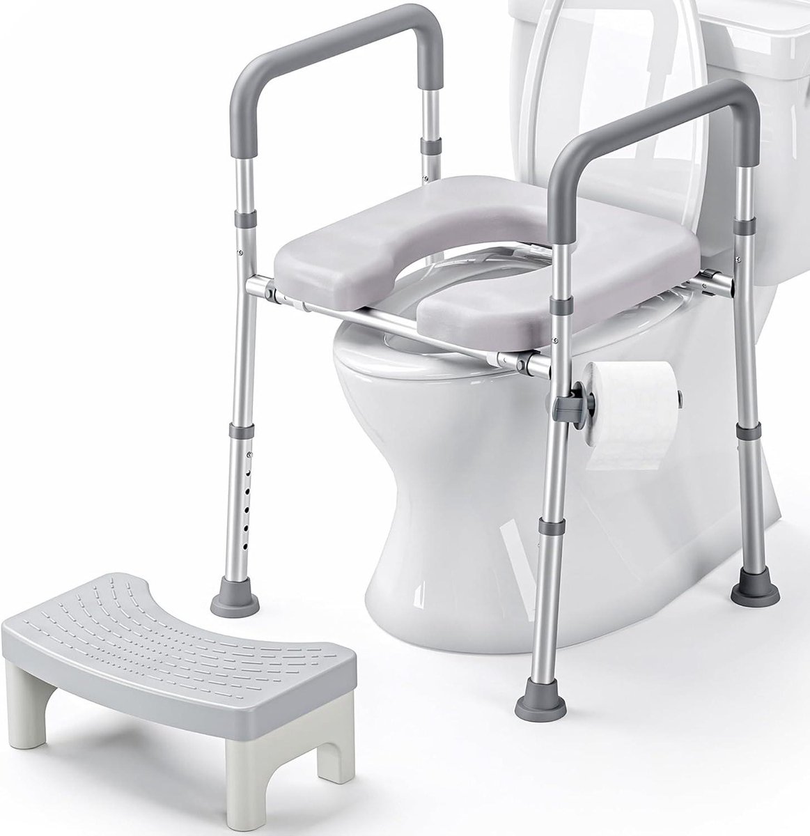 Toiletbrilverhoger - Verstelbare toiletstoel - Veilig toiletgebruik - Met armleuningen - In hoogte verstelbaar - Wit