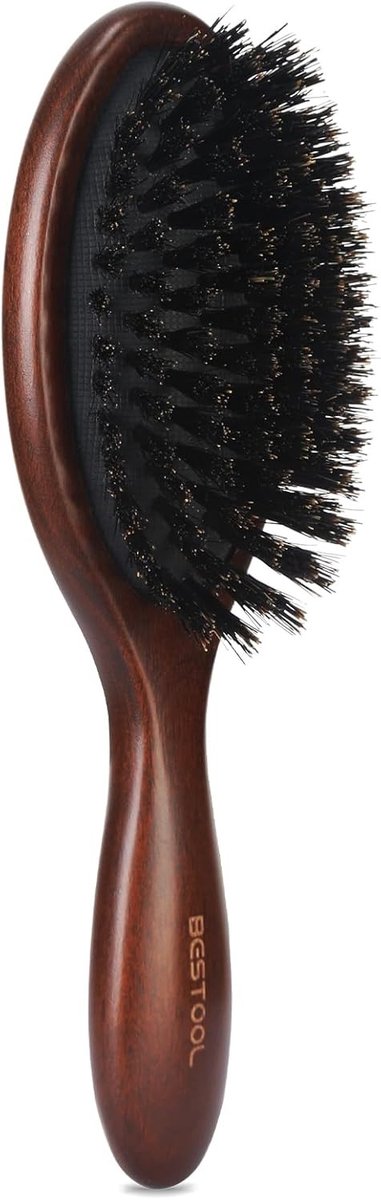 Mini Haarborstel voor Dames, Heren en Kinderen - Reisborstel van Beukenhout met Natuurlijke Haren voor Dun Haar en Baardverzorging