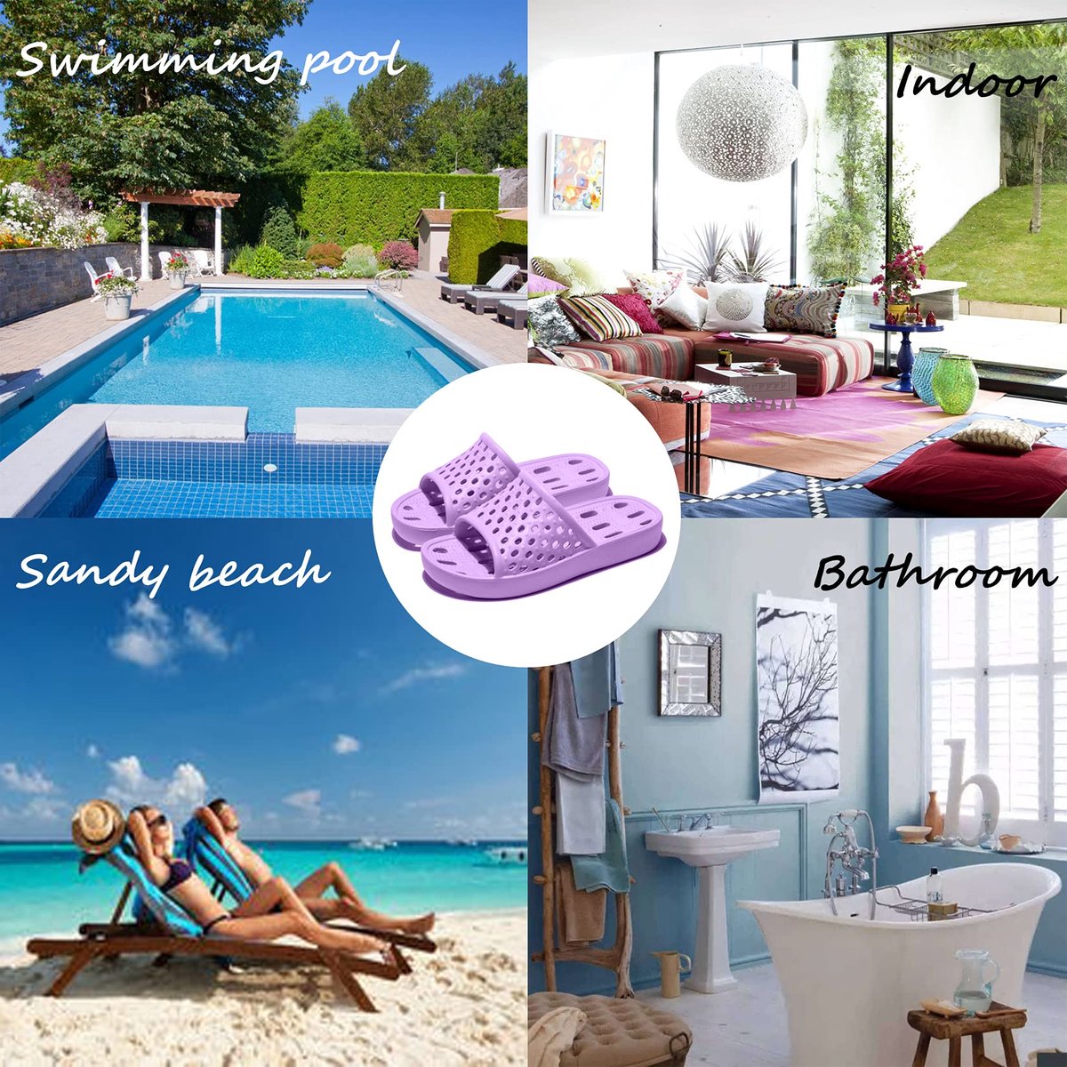 Badslippers voor dames, antislip, zomer, douche, slippers, lichte sneldrogende badslippers met gaten voor badkamer, zwembad, meerkleurig 36-44