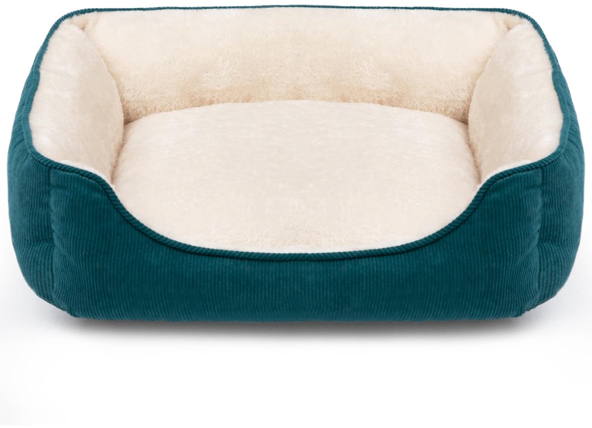 Kattenbed, klein hondenbed, huisdierbed voor katten en puppy, zacht huisdierslaapbed, ademend huisdierkussen, groen (55 x 45 x 15 cm)