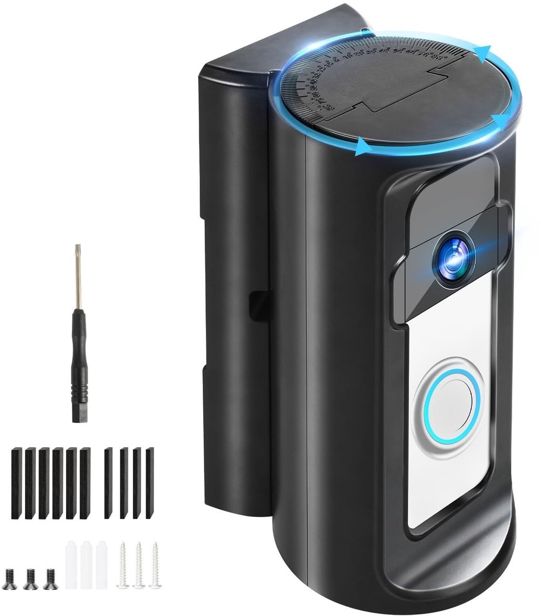 0 tot 360 graden deurbel hoekmontage voor videodeurbel (1/2/3/3Plus/4/pro 2), vervangende hoekaanpassing montagebeugel wedge kit