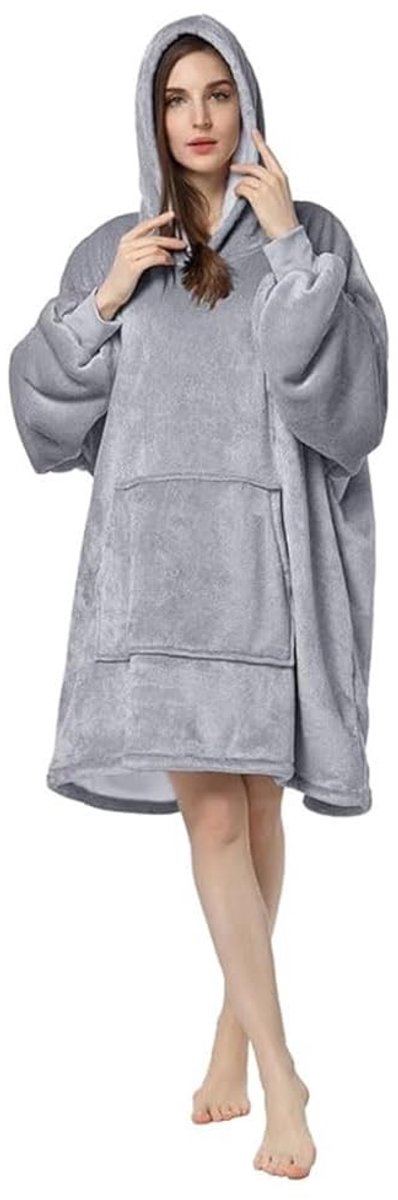 Dailygoods- Hoodie Deken - Extreem Zacht Flanel - Draagbare Dekentrui - Capuchondeken - Knuffeldeken - Grote Zak voor Tablets en Snacks - Dekentruien