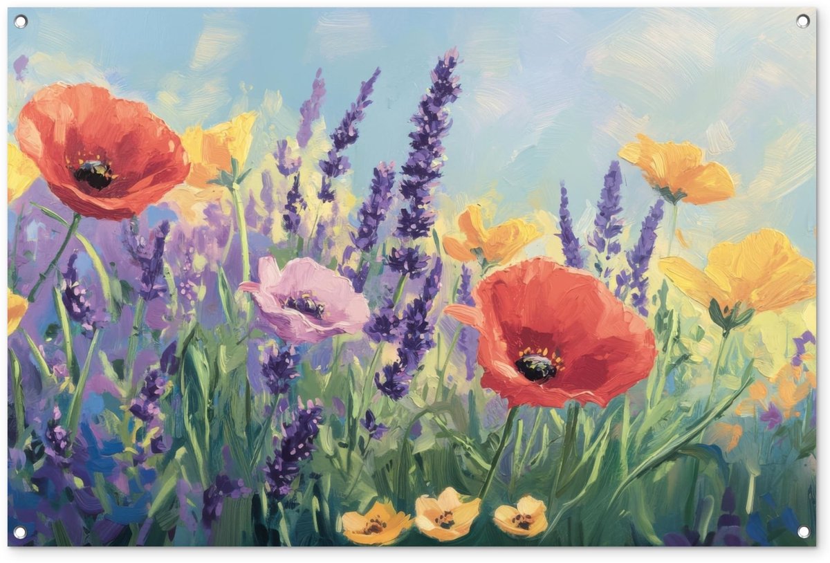Dailygoods- Tuinposter 120x80 cm - Buitenschilderij - Tuinposters voor Buiten - Kleurrijk - UV-werende Inkt - Verticale Oriëntatie - Buitenposter