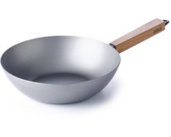 Beka Nomad wokpan - Ø 24 cm - Staal - PFAS-vrij - Houten greep - Geschikt voor inductie & BBQ