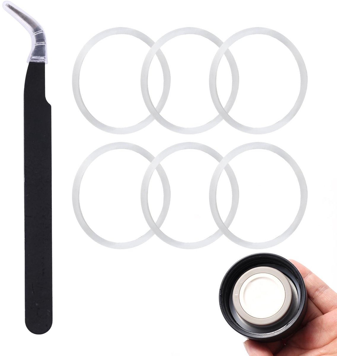 Dailygoods- O-ringen Set van 6 - Siliconen Vervangingspakkingen - Geschikt voor Waterfles - Inclusief Pincet - Afmetingen 5,6 x 5,6 x 0,2 cm - Duurzaam Materiaal - Waterflespakking