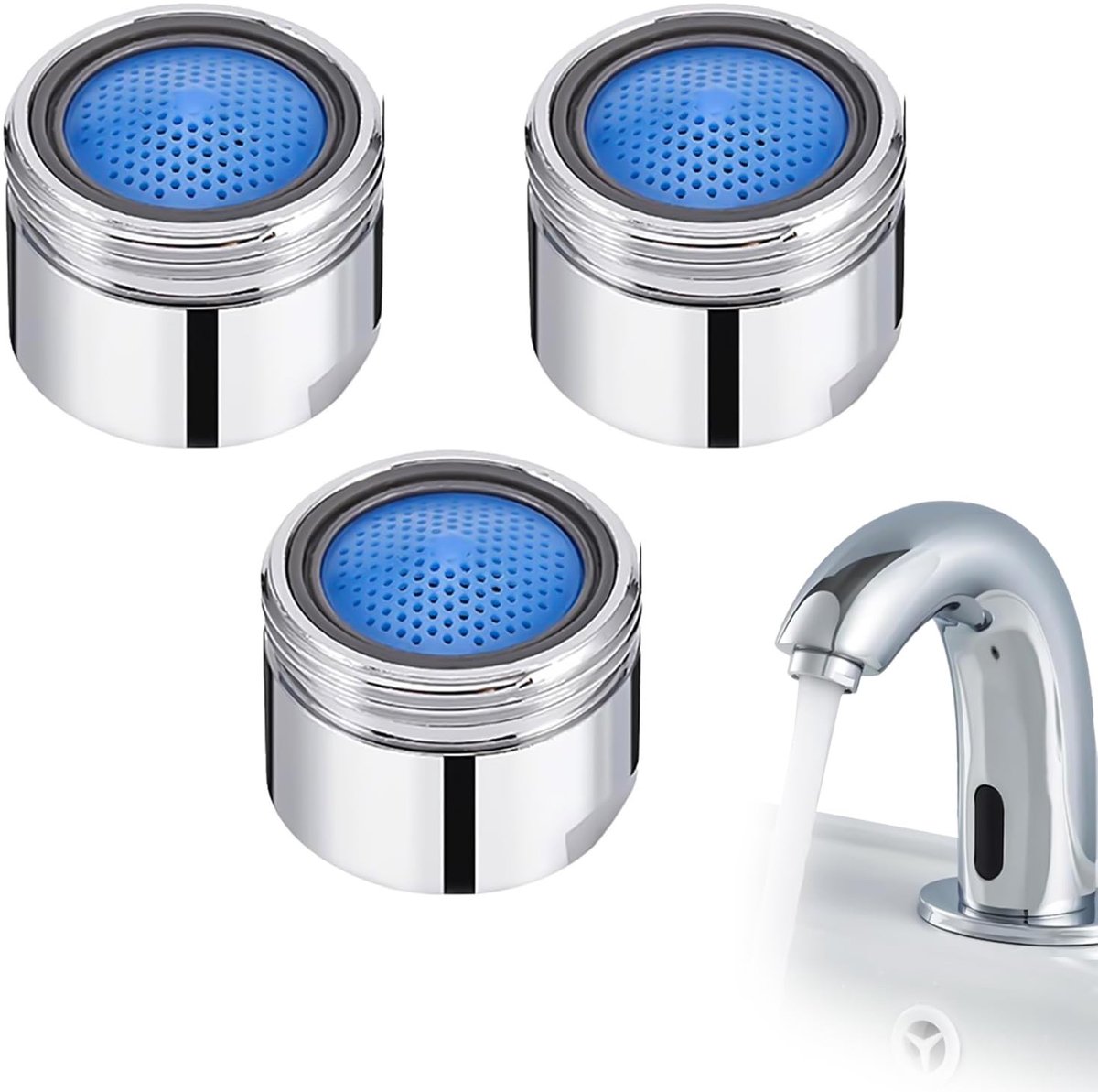 Dailygoods- Waterkraanzeef 3 Stuks - Waterkraanopzetstuk - Straalregelaar - Waterzeef - Badkamer/Keukenkraan - M18 Inzetstuk