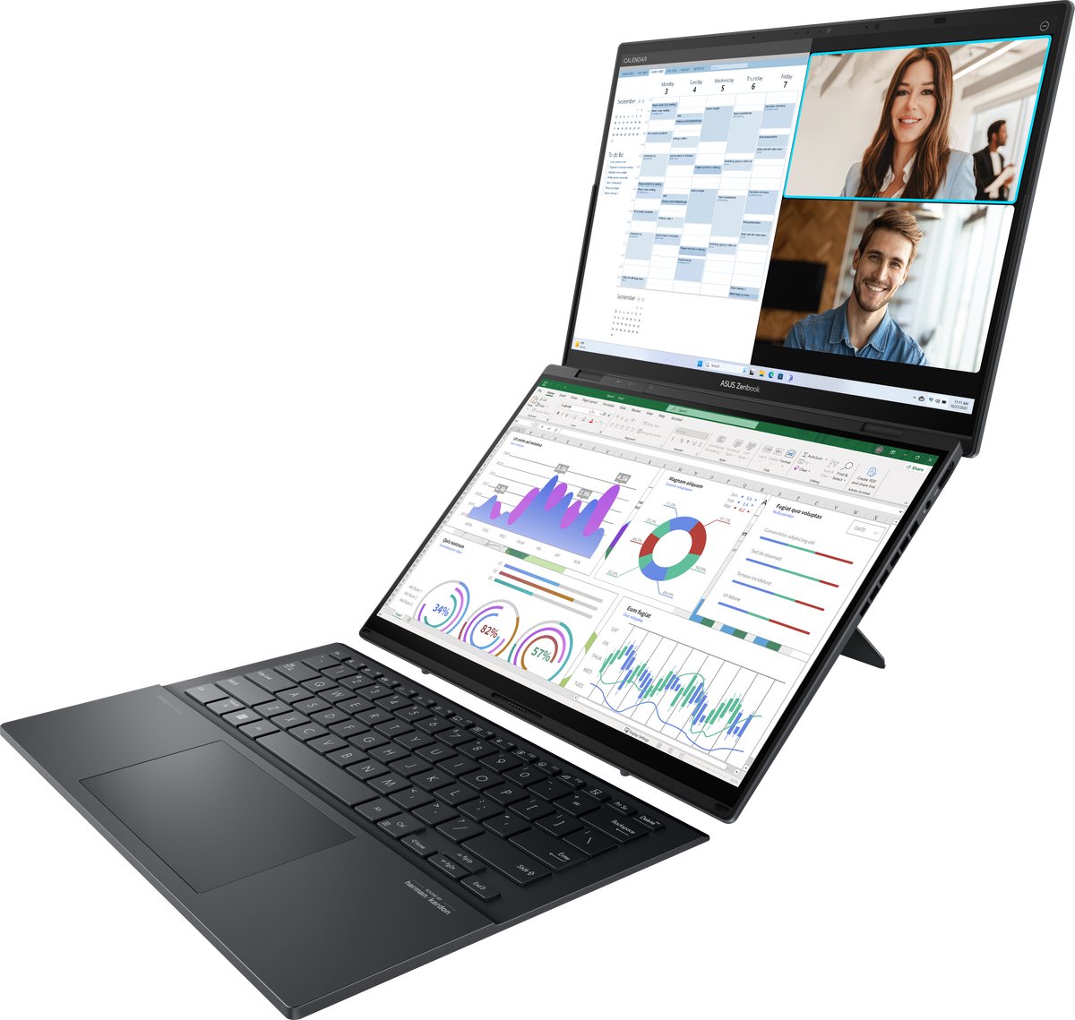 ASUS Zenbook Duo UX8406CA-QLNADW - Dual Screen Laptop - 2x 14 inch - Core Ultra 7 - 32GB/1TB