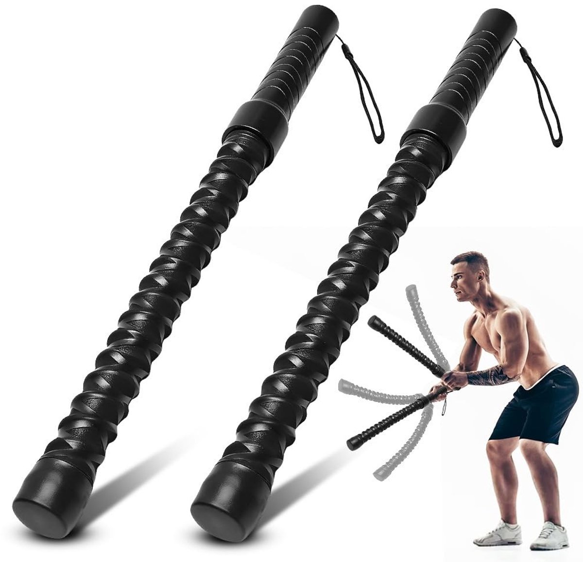 Dailygoods - 2 stuks Battle Ropes, draagbare gewogen touwen zonder touw, robuuste power ropes, stil en ruimtebesparend, touwloze vechttouwen voor HIIT, krachttraining en cardio binnen en buiten