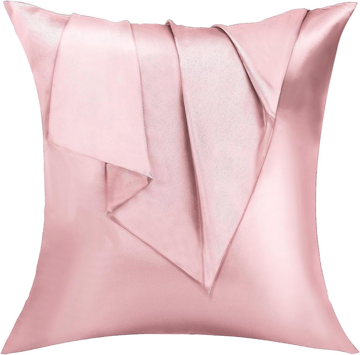 Kussenslopen, Standaard Formaat Zacht Effen Kleur Microfiber Satijnen Kussensloop, Envelop Sluiting Kreukvrij Vervagingsbestendig Ademend (65x65 cm, Lichtroze)
