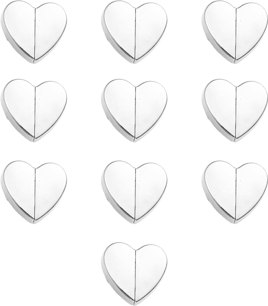 10 Stuks Gordijnmagneten, Hartvormige Magnetische Gordijnsluiting Afneembare Magnetische Gordijnclip van Zinklegering voor Slaapkamer Badkamer Kantoor Gordijnen Voorkom Lichtlekkage (Zilver)