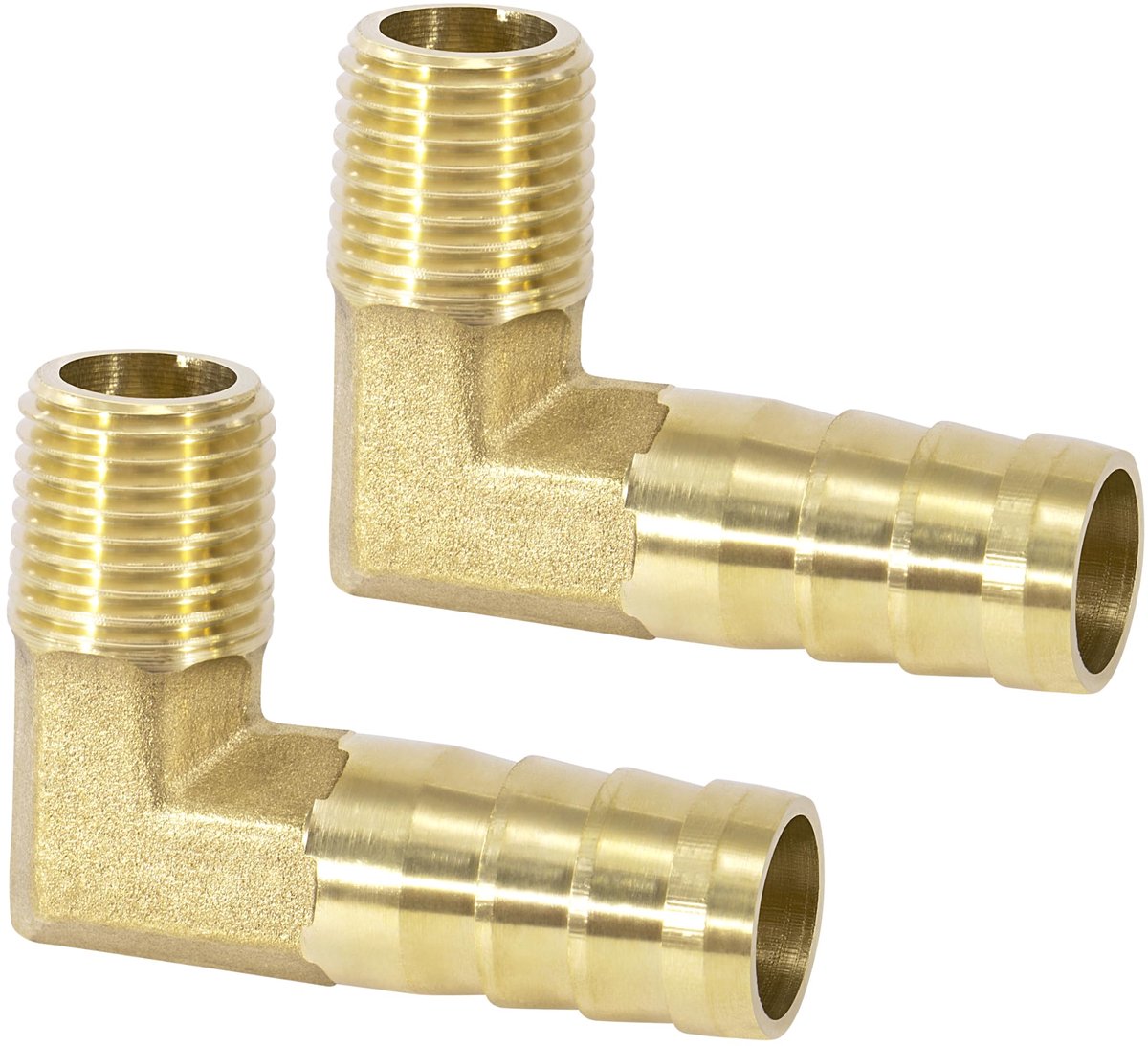 fitting-aansluiting, 2 stuks 90 graden 12 mm weerhaken x 1/4 inch buitendraad messing hoekstuk, koppeling buisadapter aansluiting voor haakse buisverbindingen