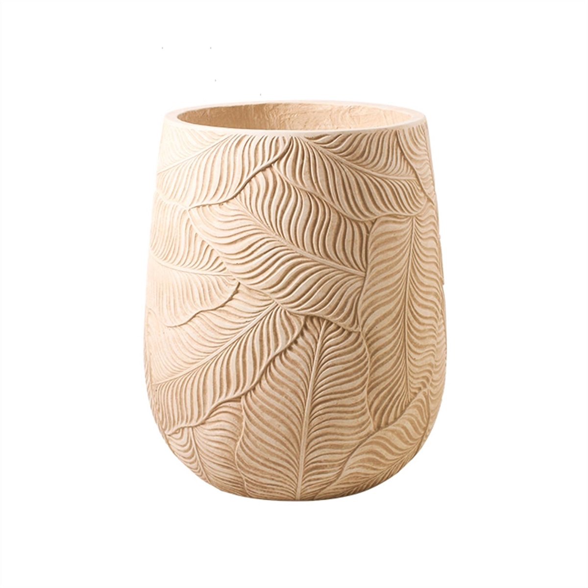 Plantenpotten bananenblad cement grote woonkamer vloer bloempotten ovaal met bladpatroon plantenbakken diameter for thuis/kantoor tuin(Groot)