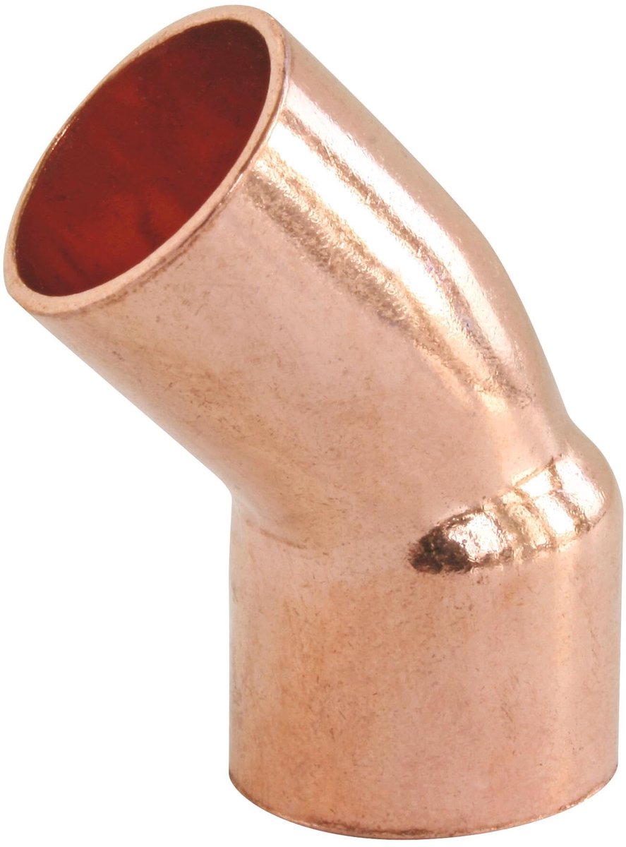 //6040-18 hoekstuk, koper, 45 °, vrouwelijk, diameter 18 mm, grijs
