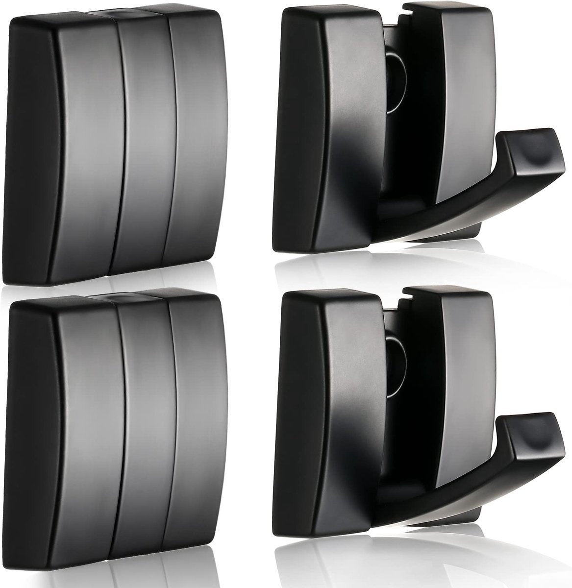 Hideaway Kapstokken 4 Stuks Heavy Duty Wandhaken Zwarte Handdoek Haken voor Badkamers Intrekbare Kaphaak Ruimte Aluminium Wandhaken Opknoping Haken voor Closet Sjaal Hoed Gewaad Sleutel Portemo