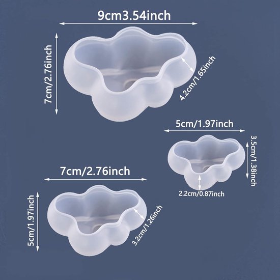 3 stuks kaarsvorm, wolk, siliconen vormen, wolken, kaars, schimmel, herbruikbaar, kaarsvorm, zachte kaarsvormen, 3D-kaarsvorm, siliconen vorm voor handwerk, sieraden, doe-het-zelf (3 maten) — afbeelding 5