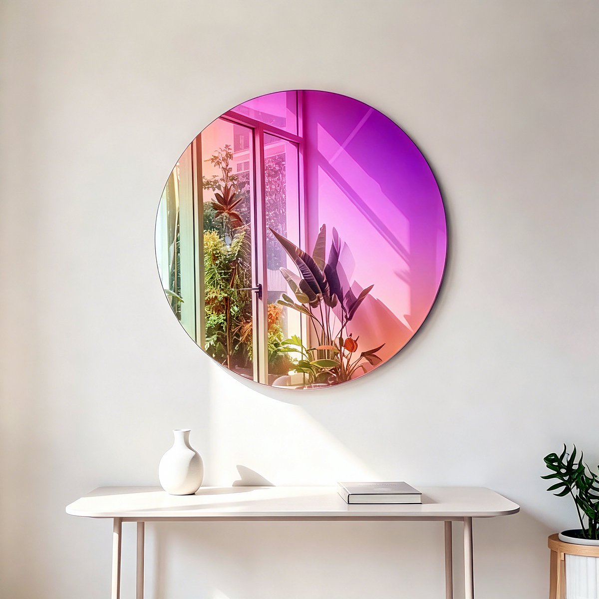 Artloge Iriserende Wandspiegel - Ronde Spiegel - Decoratieve Regenboog - 66 x 66 cm